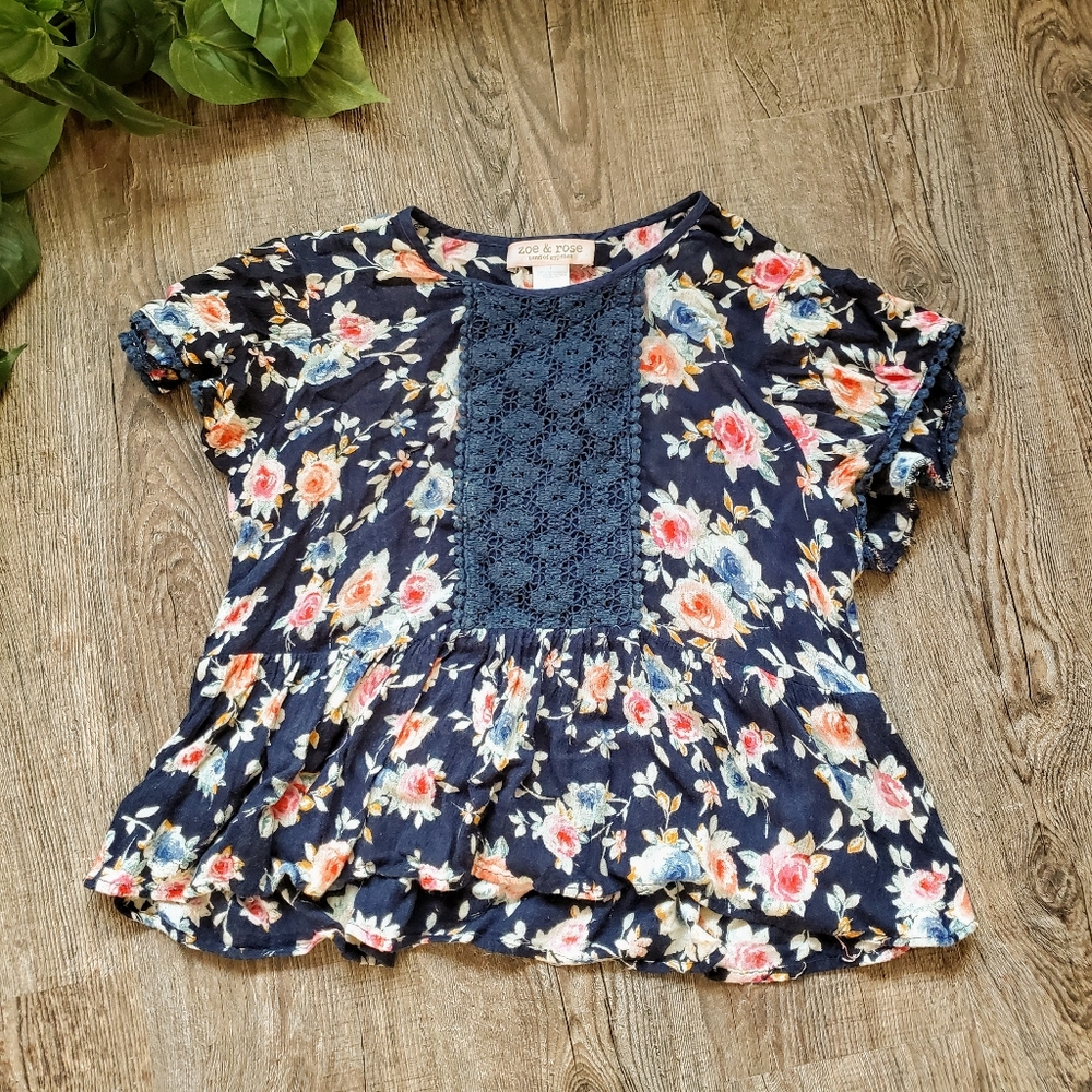 Band of Gypsies Top Zoe & Rose Peplum Floral Lace Boho Cute Spring Summer